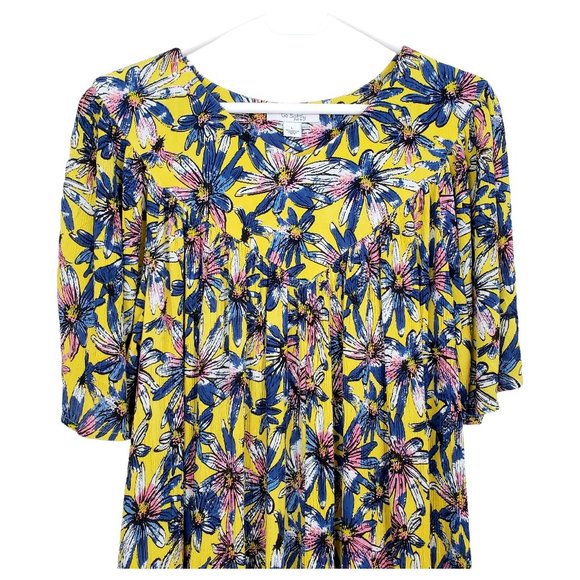 Go Softly Patio Dresses Go Softly Patio Dress L Yellow Floral